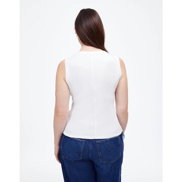 NWT Madewell Re)generative Cotton Ribbed High V-Neck Tank In White Size M - Picture 2 of 7